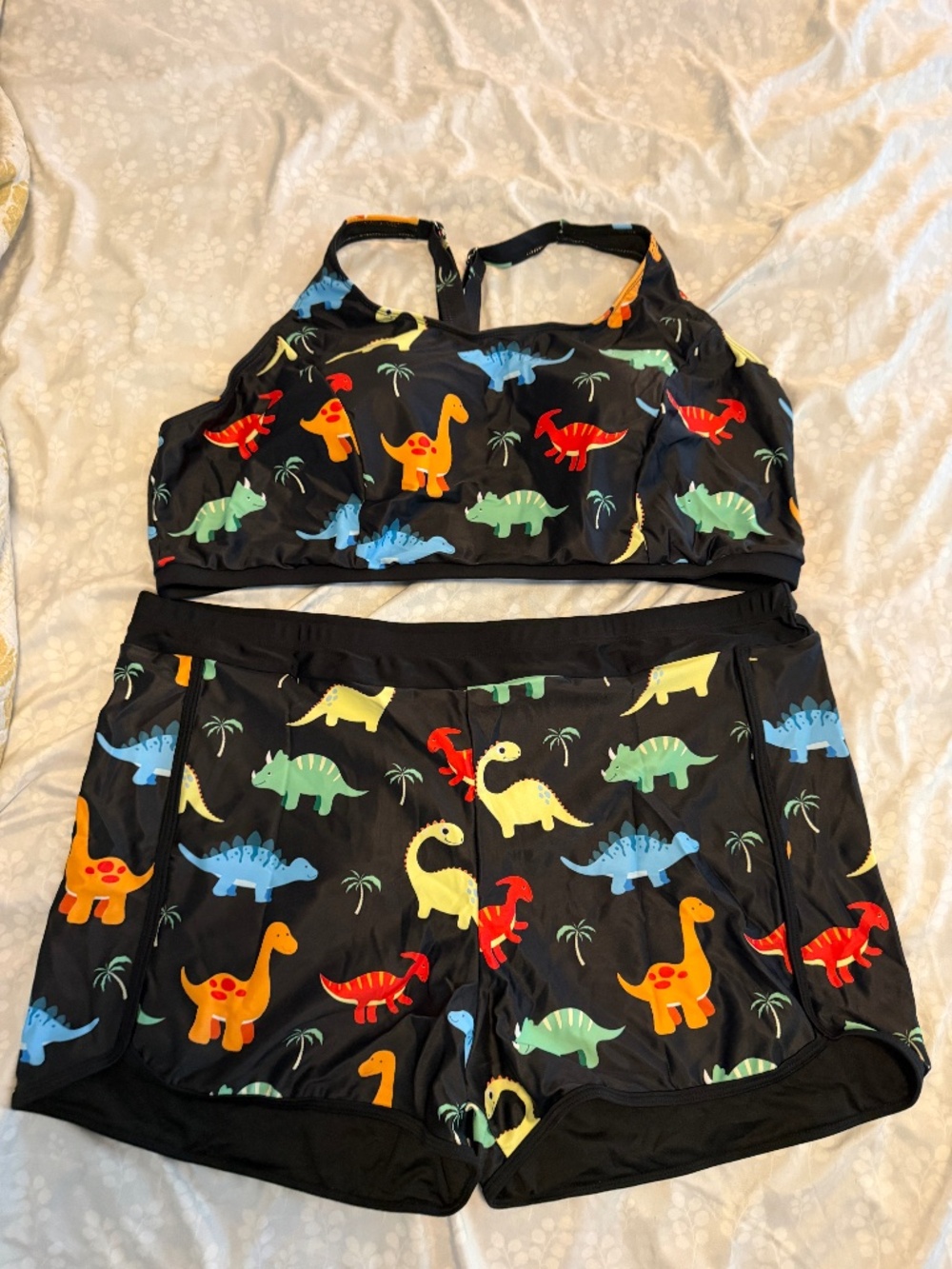 NWT HOLIPICK Dinosaur 3-Piece Tankini Swim Set Plus Size 22W Swim Tank Swim Shor
